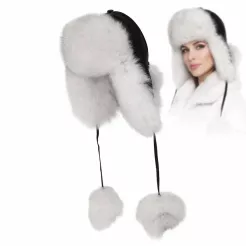 Luksusowa damska pilotka skórzana z futrem, czarna W526D Polar Fashion