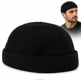 Czapka Bez Daszka Dokerka Leonka Fisherman Czarna Flanelowa Unisex K263K - 7