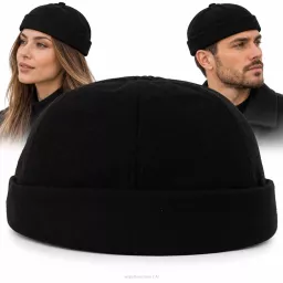 Czapka Bez Daszka Dokerka Leonka Fisherman Czarna Flanelowa Unisex K263K