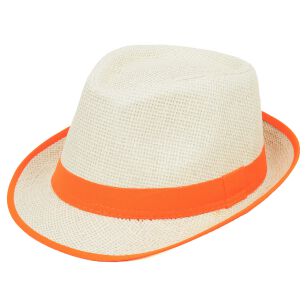 R132 Klasyczny kapelusz z pomarańczowym otokiem