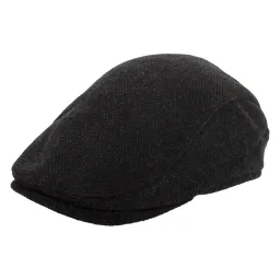 K211G Czarna jodełka Kaszkiet męski bawełniana czapka r.57-60