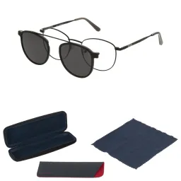 Solano CL10224A Czarna Oprawa Korekcyjna Unisex z Nakładką Clip-On Monel