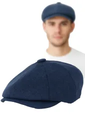 Shelby Stylowy Niebieski Kaszkiet Męski Polar Fashion Peaky Blinders K272D