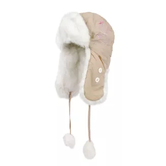 W149F Girl'S Beige Warm Eared Winter Hat With Ortalion - 2