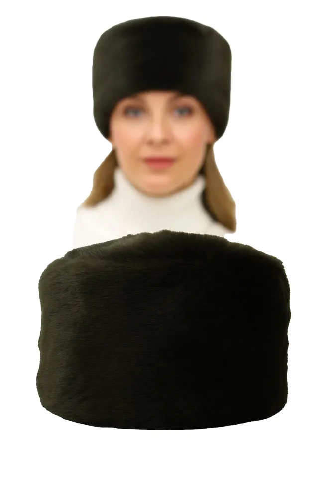 Toczek Damski Zimowy Futrzany Grafitowo-Zielony W507I Polar Fashion