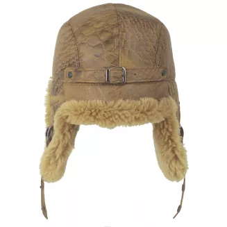 Czapka Zimowa Ocieplana Futerkiem Skórzana Pilotka Uszatka unisex  W532C - 9