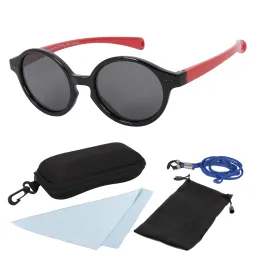 S8191 C14 Czarno Czerwone Elastyczne okulary dziecięce z polaryzacją