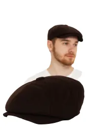 Kaszkiet Męski Brązowy Polar Fashion K272F Styl Peaky Blinders Shelby