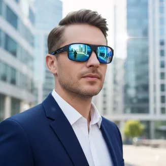 Czarne okulary przeciwsłoneczne męskie polaryzacyjne sportowe  Solano SS21103B - 4