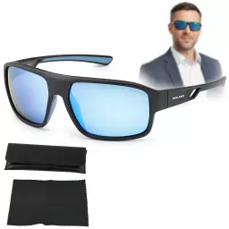 Czarne okulary przeciwsłoneczne męskie polaryzacyjne sportowe  Solano SS21103B