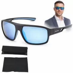 Czarne okulary przeciwsłoneczne męskie polaryzacyjne sportowe  Solano SS21103B