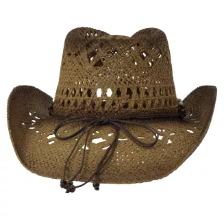 Karmelowy Kapelusz Kowbojski R252B Zestaw BOHO Pilotki Pleciony Unisex Lato - 10