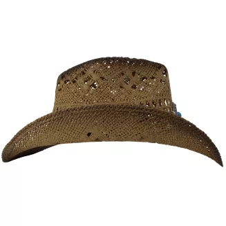 Karmelowy Kapelusz Kowbojski R252B Zestaw BOHO Pilotki Pleciony Unisex Lato - 9