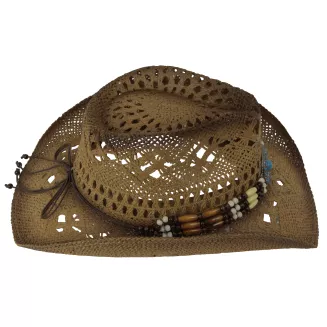 Karmelowy Kapelusz Kowbojski R252B Zestaw BOHO Pilotki Pleciony Unisex Lato - 8