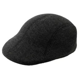 K171B Black Herringbone Men'S Cotton Cap