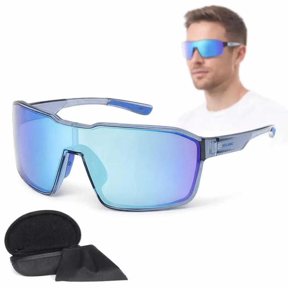 Męskie Okulary Sportowe Dla Biegaczy Niebieskie Transparentne Solano 60025C