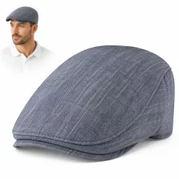 Kaszkiet K212E szary lniany flat cap lekki stylowy wygodny lato klasyka