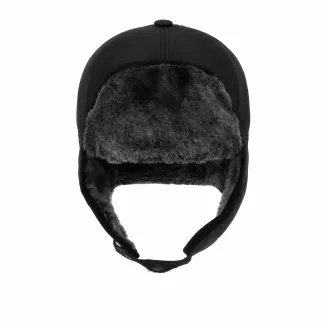 Czapka Zimowa Uszatka Skórzana Czarna Futerko Pilotka Unisex M-XXL W442D - 8