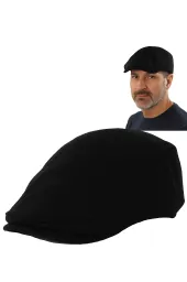 Kaszkiet Męski Czarny z Wełną Ocieplany z Gumką K286B Polar Fashion