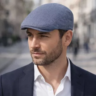 Kaszkiet męski niebieski flat cap bawełniany lekki wiosna lato K266G Polar Fashion - 3