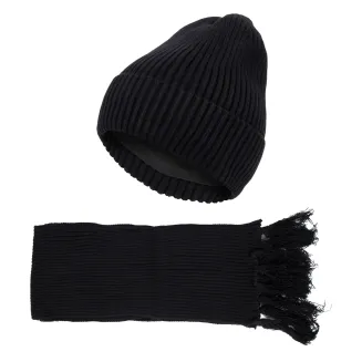 Komplet Zimowy Unisex Czarny W460A  Ciepła Czapka i Komin Polar Fashion - 2