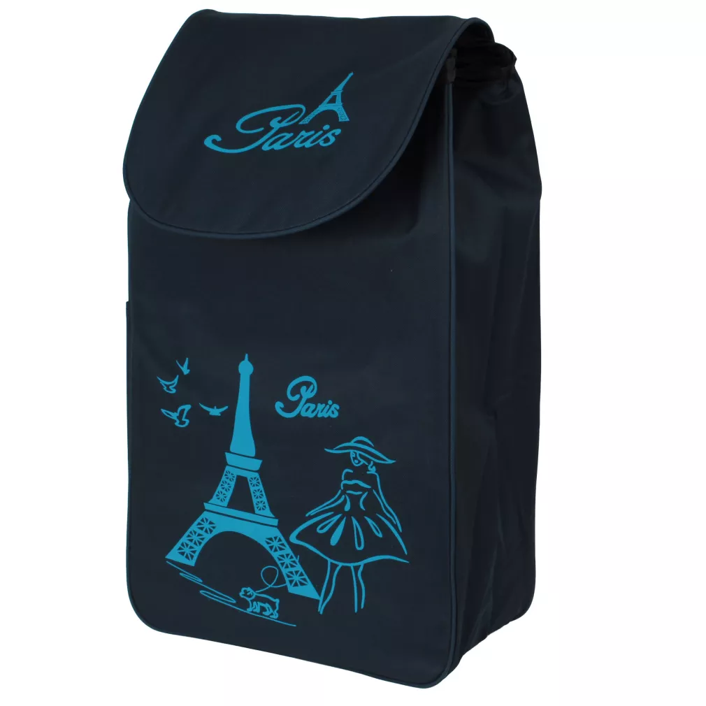 Torba do wózka zakupowego 35L granatowa codura gumowana nadruk Paris WZ10CT