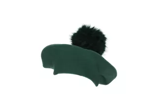 Elegancki zielony beret damski z pomponem jenot W503F Polar Fashion - 3