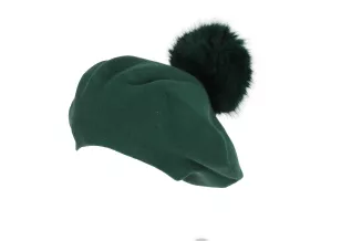 Elegancki zielony beret damski z pomponem jenot W503F Polar Fashion - 4