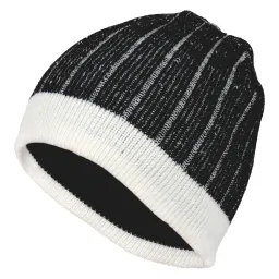 W39D Czarno-biała Ciepła zimowa czapka dzianinowa