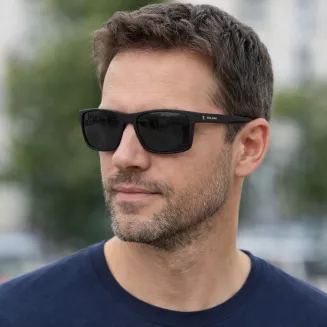 Czarne Męskie okulary korekcyjne  CL90287A z nakładką clip-on polaryzacja - 9