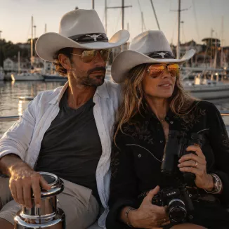 Beżowy Kapelusz Kowbojski R254A Zestaw Pilotki Western Unisex BOHO Męski - 2