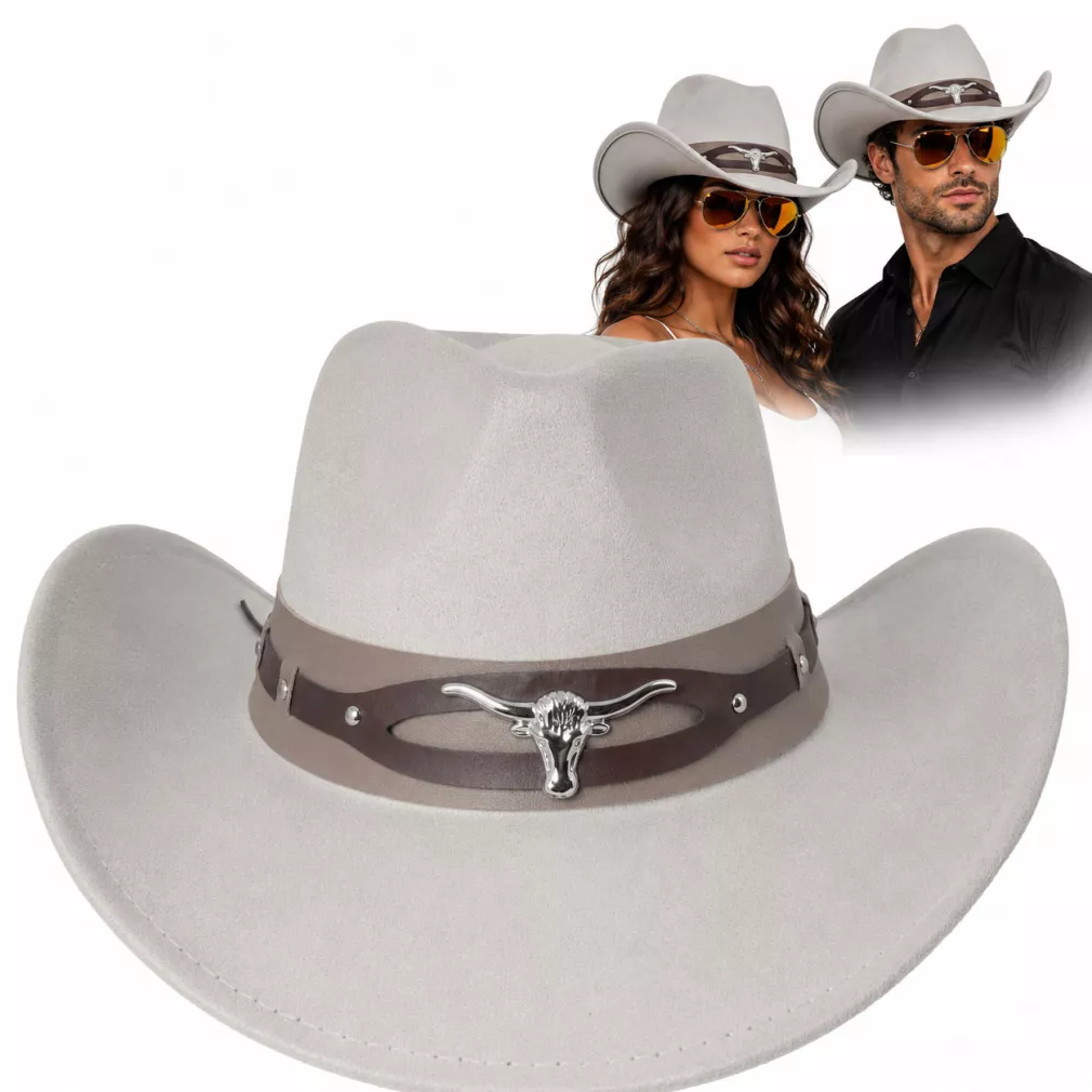 Beżowy Kapelusz Kowbojski R254A Zestaw Pilotki Western Unisex BOHO Męski