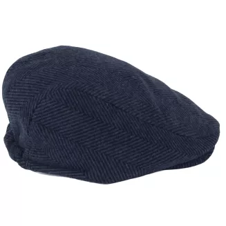 Kaszkiet Męski Granatowo-Czarny Jodełka Ocieplany z Wełną Flat Cap K318G - 6