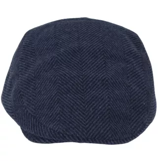 Kaszkiet Męski Granatowo-Czarny Jodełka Ocieplany z Wełną Flat Cap K318G - 5