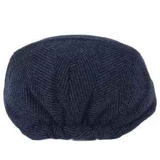 Kaszkiet Męski Granatowo-Czarny Jodełka Ocieplany z Wełną Flat Cap K318G - 7