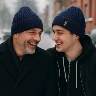 Czapka Zimowa Granatowa Beanie Polar Fashion W456C z Futerkiem - 4