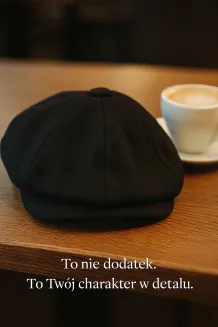 Kaszkiet Męski Czarny Zimowy Elegancki Retro Peaky Blinders K283A Polar Fashion - 5