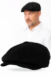 Kaszkiet Męski Czarny Zimowy Elegancki Retro Peaky Blinders K283A Polar Fashion