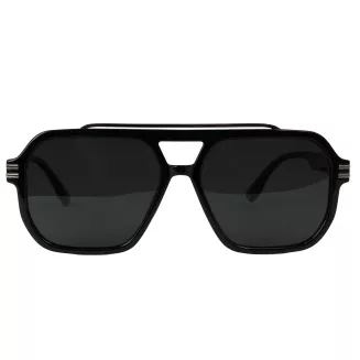 Okulary Polaryzacyjne Męskie UV400 Polar P9002C1Czarne Srebrne Paski Zestaw - 4