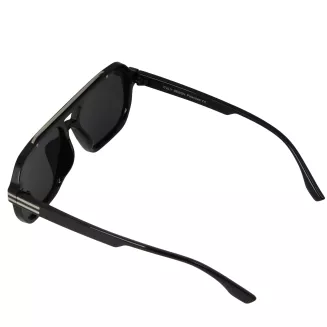 Okulary Polaryzacyjne Męskie UV400 Polar P9002C1Czarne Srebrne Paski Zestaw - 6