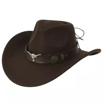 KAPELUSZ KOWBOJSKI CIEMNY BRĄZ WESTERN + OKULARY PILOTKI UNISEX R259G - 4
