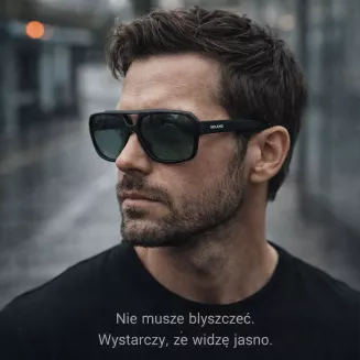 Męskie okulary polaryzacyjne czarne matowe zielone soczewki Solano SS21123A - 5