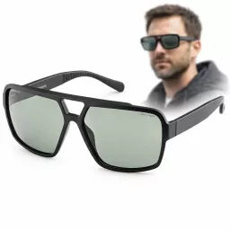 Męskie okulary polaryzacyjne czarne matowe zielone soczewki Solano SS21123A