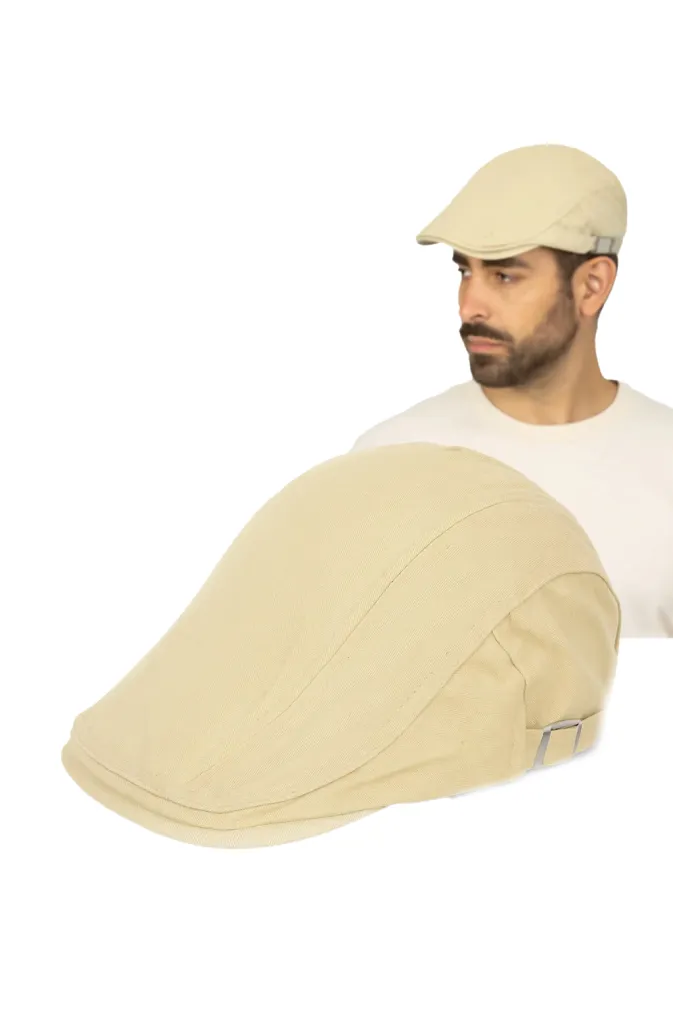 Beżowy męski kaszkiet bawełniany z regulacją K219A Polar Fashion