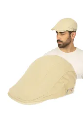 Beżowy męski kaszkiet bawełniany z regulacją K219A Polar Fashion