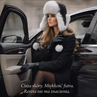 Luksusowa damska pilotka zimowa z naturalnej skóry i futra W526A Polar Fashion - 8