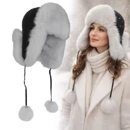 Luksusowa damska pilotka zimowa z naturalnej skóry i futra W526A Polar Fashion