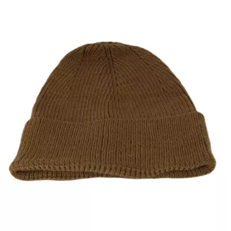 Czapka damska beanie zimowa brązowa 100% wiskoza wywijana  W535D - 6