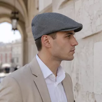 Kaszkiet Męski Bawełniany Szary Grafit Letnia Czapka Flat Cap Grafitowy K312D - 3