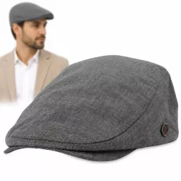 Kaszkiet Męski Bawełniany Szary Grafit Letnia Czapka Flat Cap Grafitowy K312D